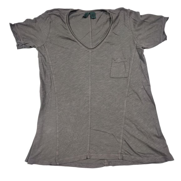 Left of Center XS Gray V-Neck Tee USA Made Anthropologie Pocket Capsule Wardrobe - Picture 10 of 14